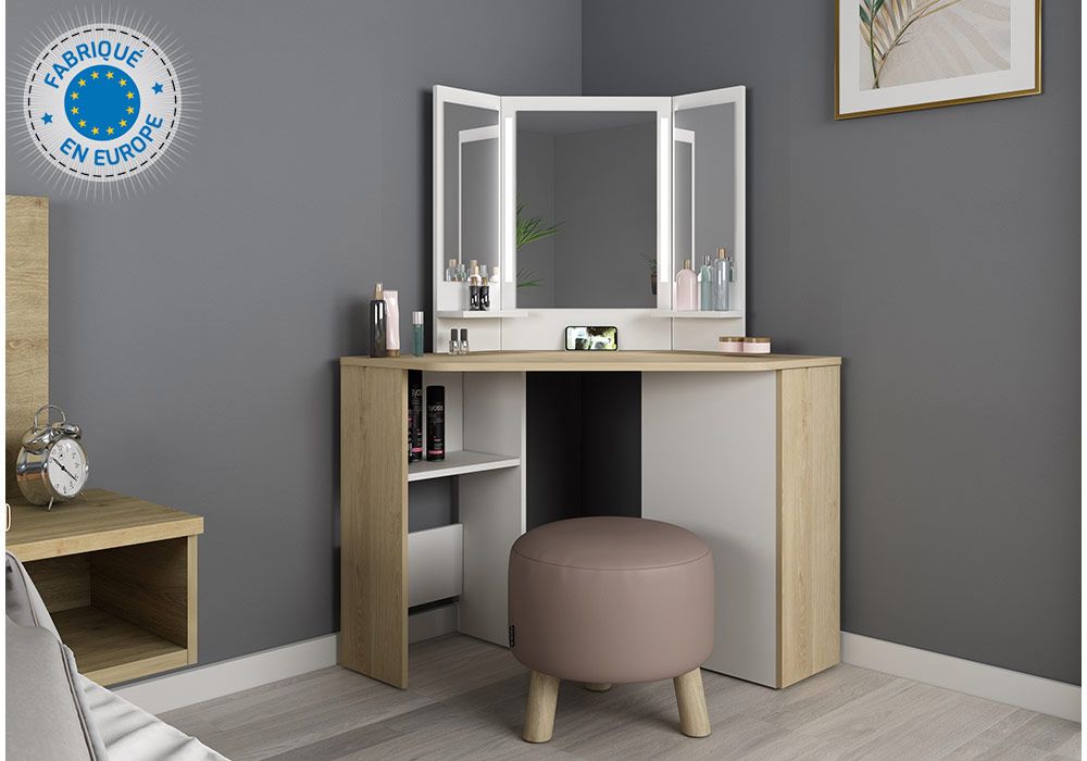 Coiffeuse d’Angle Chic avec LED