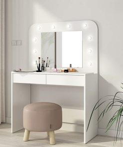 Coiffeuse Hollywood Blanche avec LED