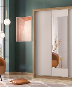 Armoire de Rangement 3 Portes Coulissantes avec Miroir Vero