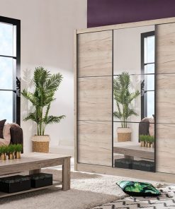 Armoire 3 Portes Coulissantes avec Miroir Navara