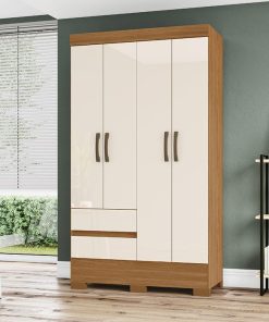 Armoire 4 Portes 2 Tiroirs sans Miroir