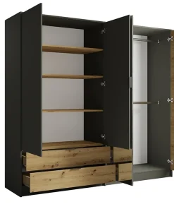 Armoire 4 Portes 2 Tiroirs avec Miroir (Collection Rimini)